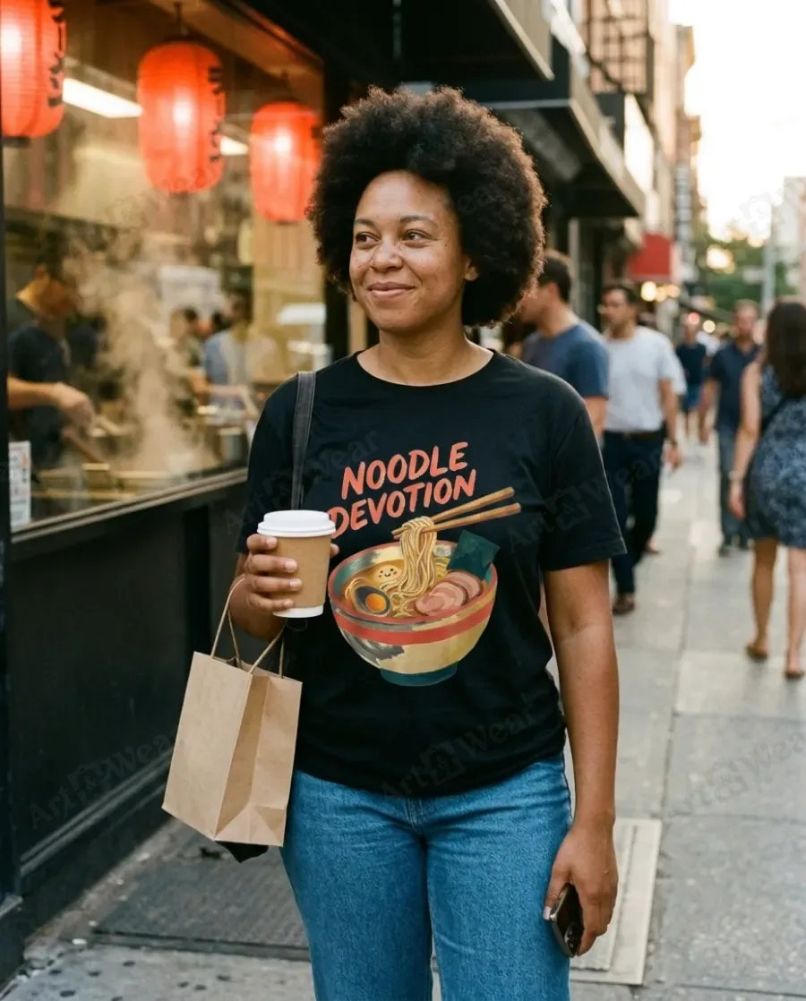 Noodle Devotion tee, worn