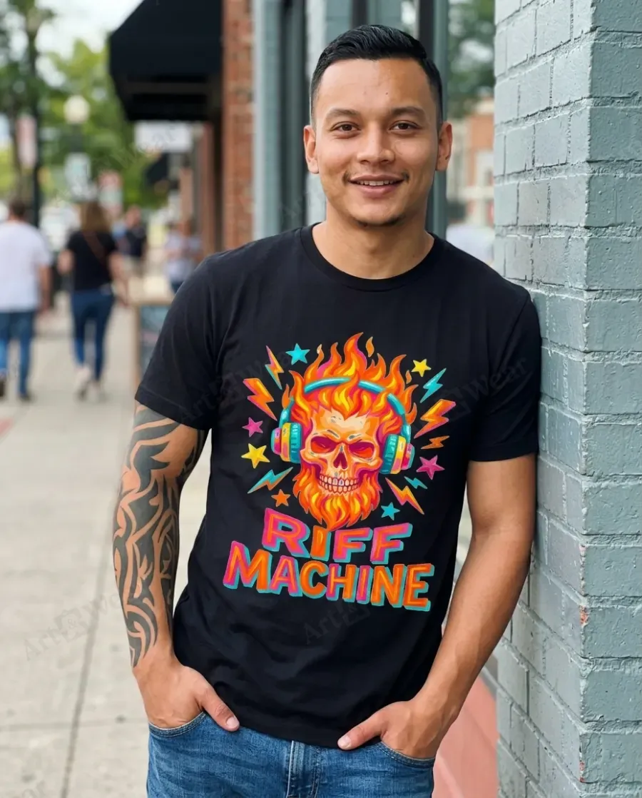 Riff Machine tee, worn